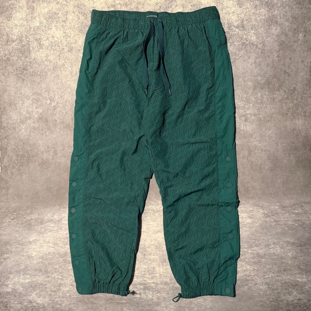 Puma Mens XL Storm Watch Packable Track Pants Green Snap Bottom Bungee Cuff Mesh